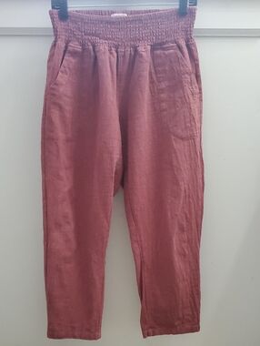 Emme Everyday Transitional Smocked Linen Pant Size Large Maternity